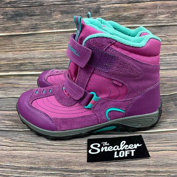 Merrell Moab Polar Mid Purple Waterproof Winter Boots Youth 7 - Picture 3 of 8